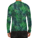 Watercolor Tropical Leaves Pattern Print Men's Long Sleeve Rash Guard