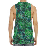 Watercolor Tropical Leaves Pattern Print Men's Muscle Tank Top