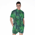 Watercolor Tropical Leaves Pattern Print Men's Romper