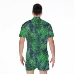 Watercolor Tropical Leaves Pattern Print Men's Rompers