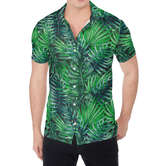 Watercolor Tropical Leaves Pattern Print Men's Shirt