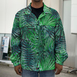 Watercolor Tropical Leaves Pattern Print Men's Shirt Jacket