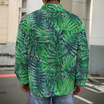 Watercolor Tropical Leaves Pattern Print Men's Shirt Jacket