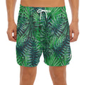 Watercolor Tropical Leaves Pattern Print Men's Split Running Shorts