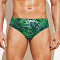 Watercolor Tropical Leaves Pattern Print Men's Swim Briefs