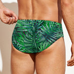 Watercolor Tropical Leaves Pattern Print Men's Swim Briefs