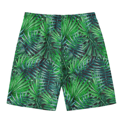 Watercolor Tropical Leaves Pattern Print Men's Swim Trunks