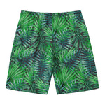 Watercolor Tropical Leaves Pattern Print Men's Swim Trunks