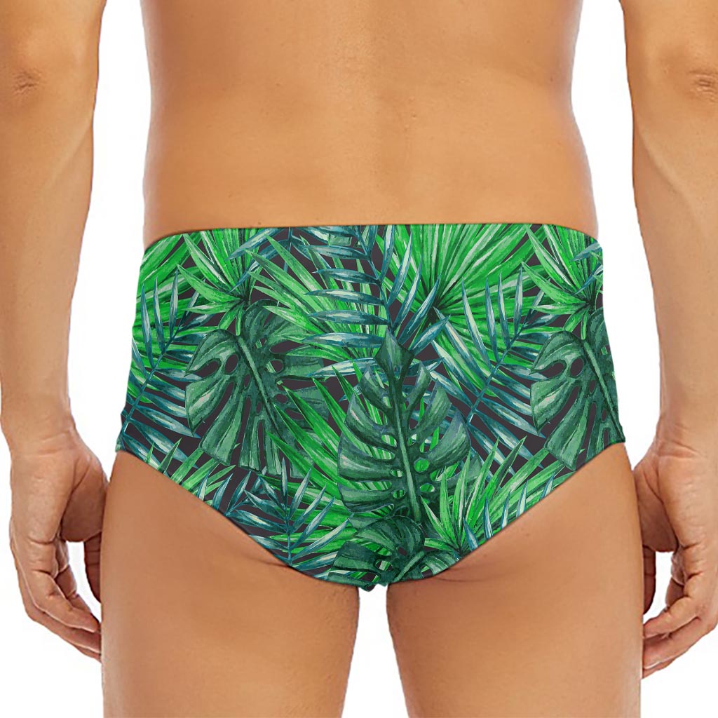 Watercolor Tropical Leaves Pattern Print Men's Triangle Swim Briefs
