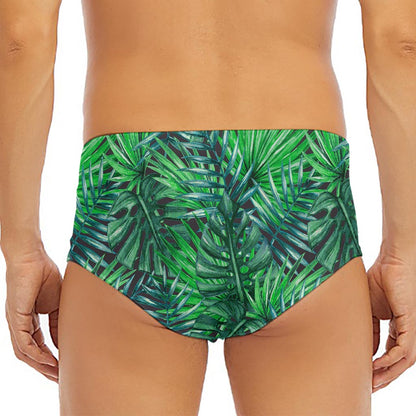 Watercolor Tropical Leaves Pattern Print Men's Triangle Swim Briefs