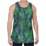 Watercolor Tropical Leaves Pattern Print Men's Velvet Tank Top