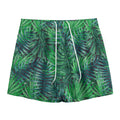 Watercolor Tropical Leaves Pattern Print Mesh Shorts