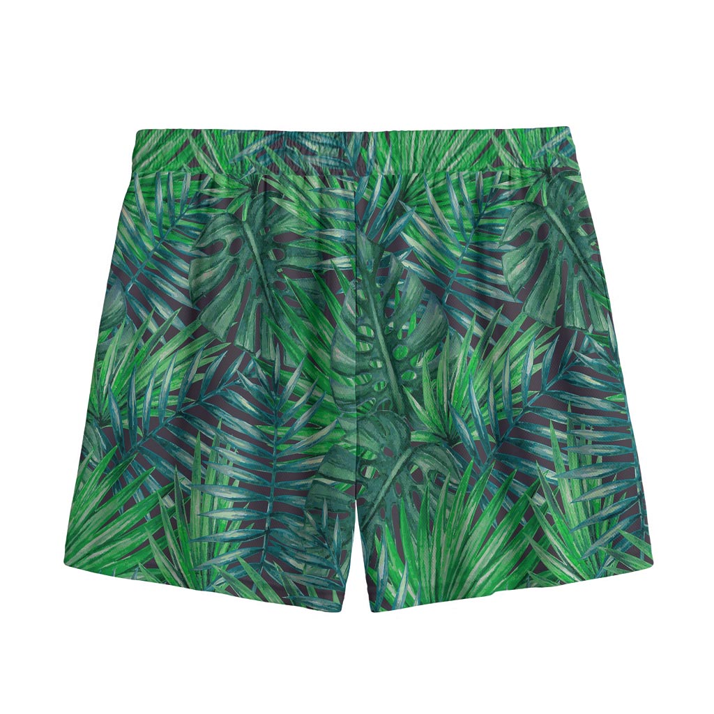 Watercolor Tropical Leaves Pattern Print Mesh Shorts