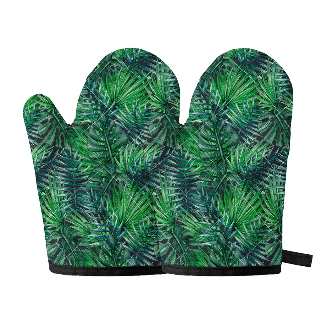 Watercolor Tropical Leaves Pattern Print Oven Mitts