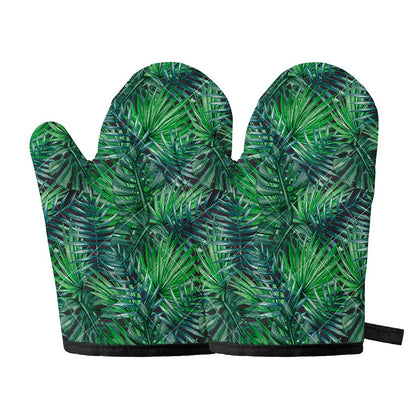 Watercolor Tropical Leaves Pattern Print Oven Mitts