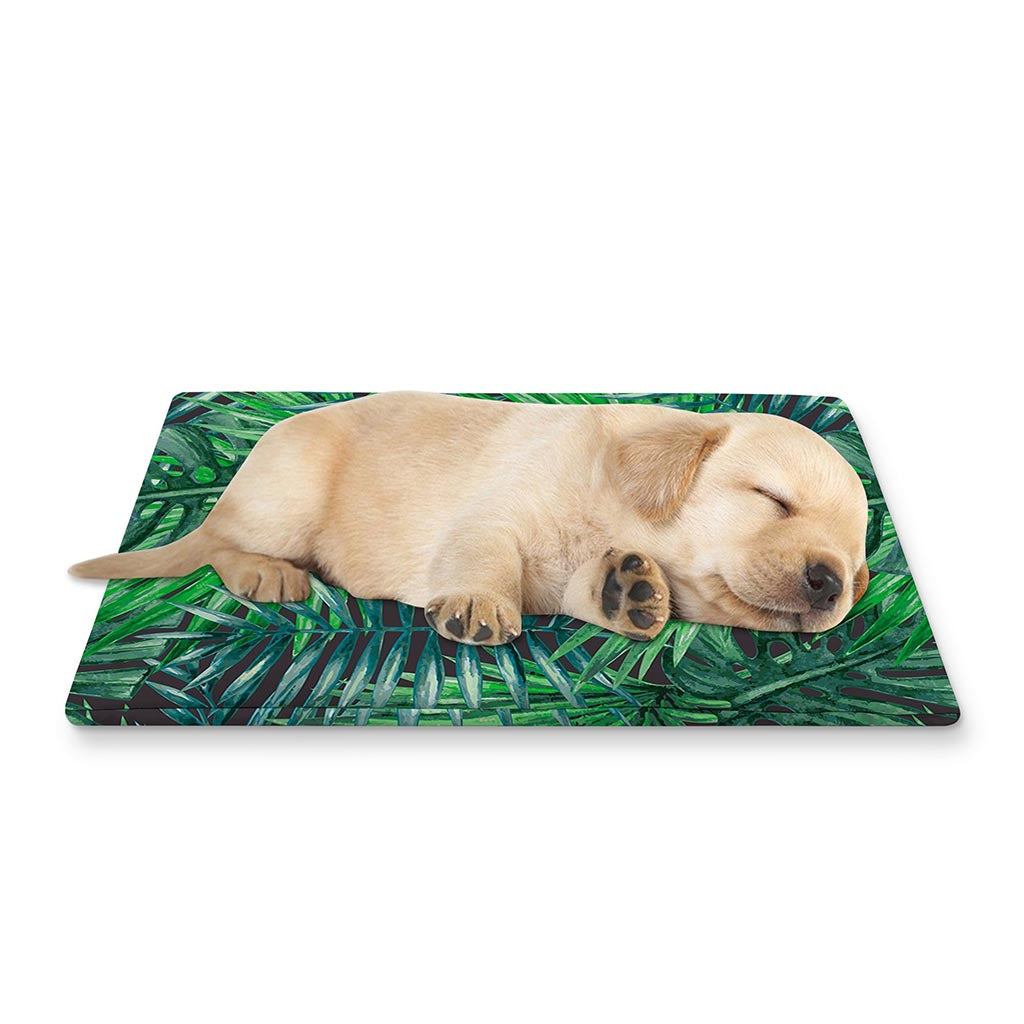 Watercolor Tropical Leaves Pattern Print Pet Cooling Mat Cover