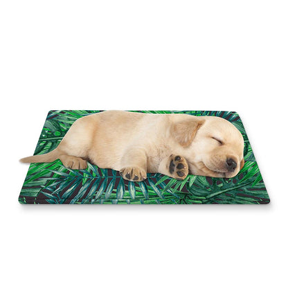Watercolor Tropical Leaves Pattern Print Pet Cooling Mat Cover