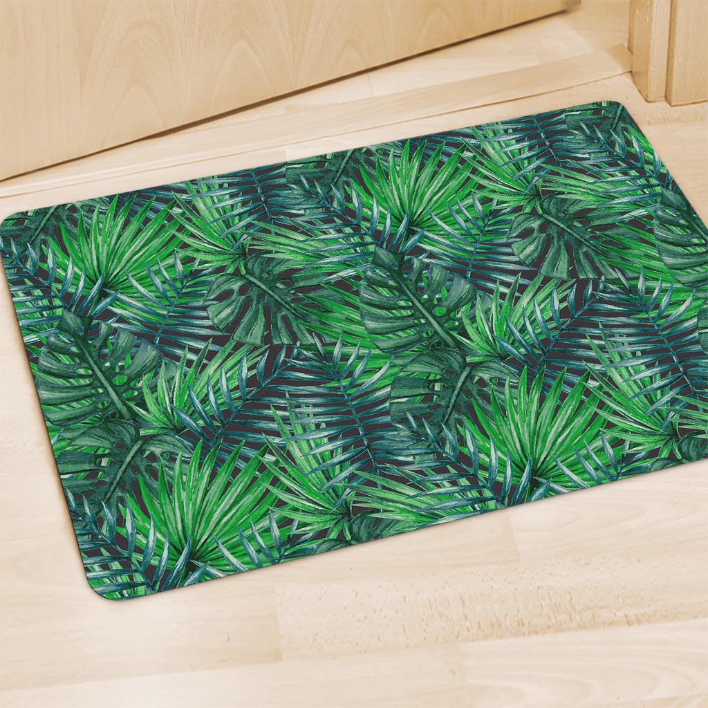 Watercolor Tropical Leaves Pattern Print Polyester Doormat