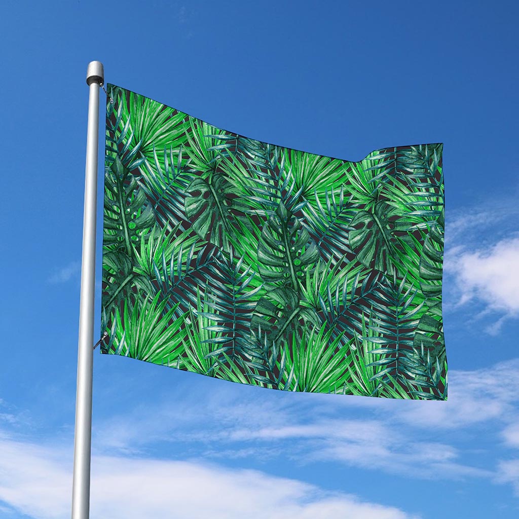 Watercolor Tropical Leaves Pattern Print Polyester Flag