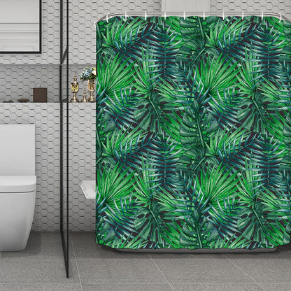 Watercolor Tropical Leaves Pattern Print Polyester Shower Curtain