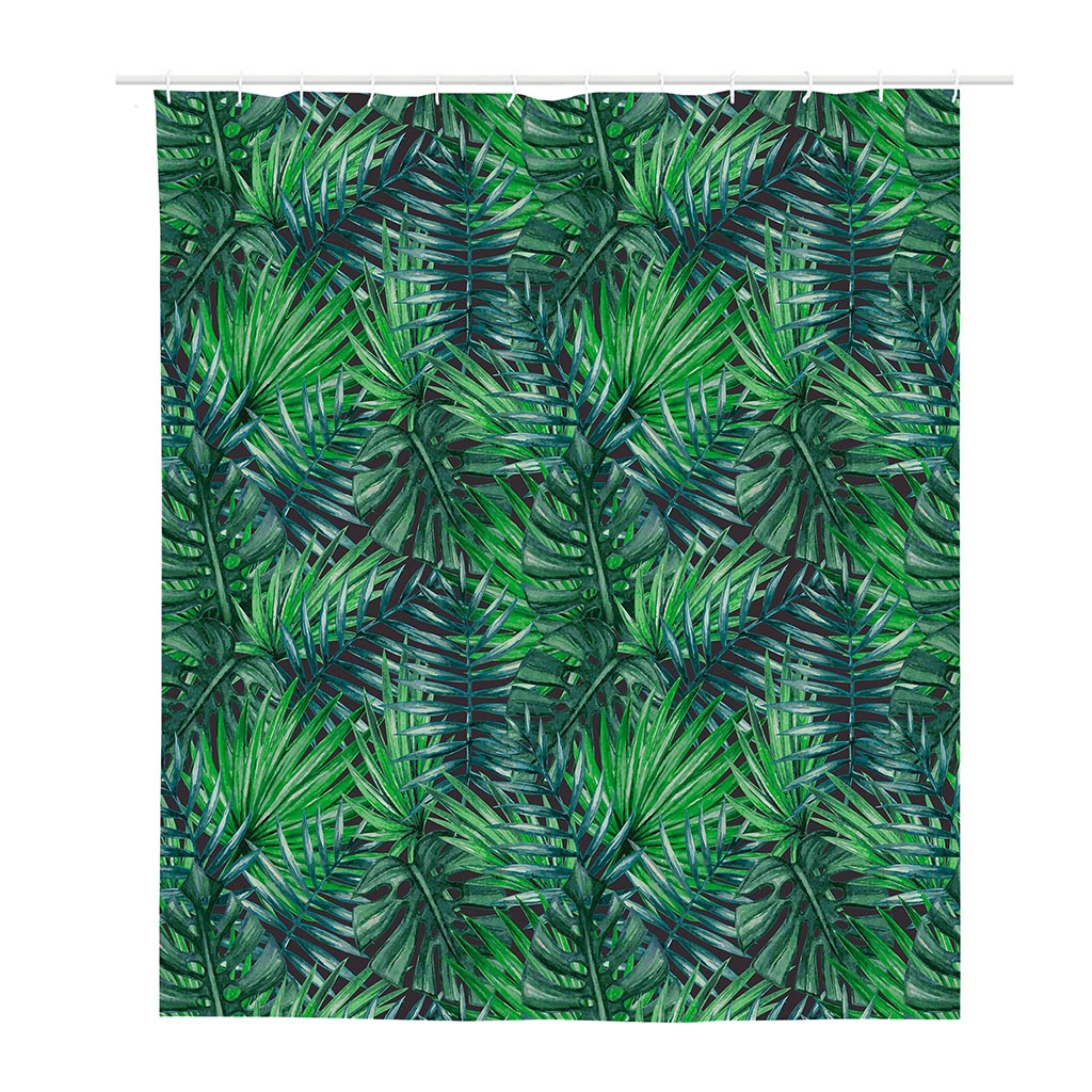 Watercolor Tropical Leaves Pattern Print Polyester Shower Curtain