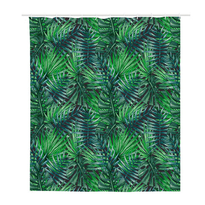 Watercolor Tropical Leaves Pattern Print Polyester Shower Curtain