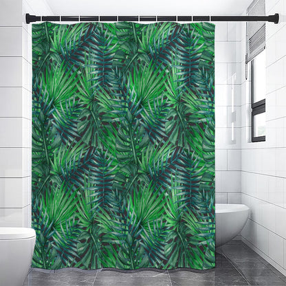 Watercolor Tropical Leaves Pattern Print Premium Shower Curtain