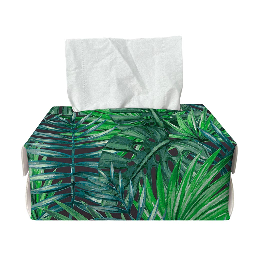 Watercolor Tropical Leaves Pattern Print Rectangle Tissue Box Cover