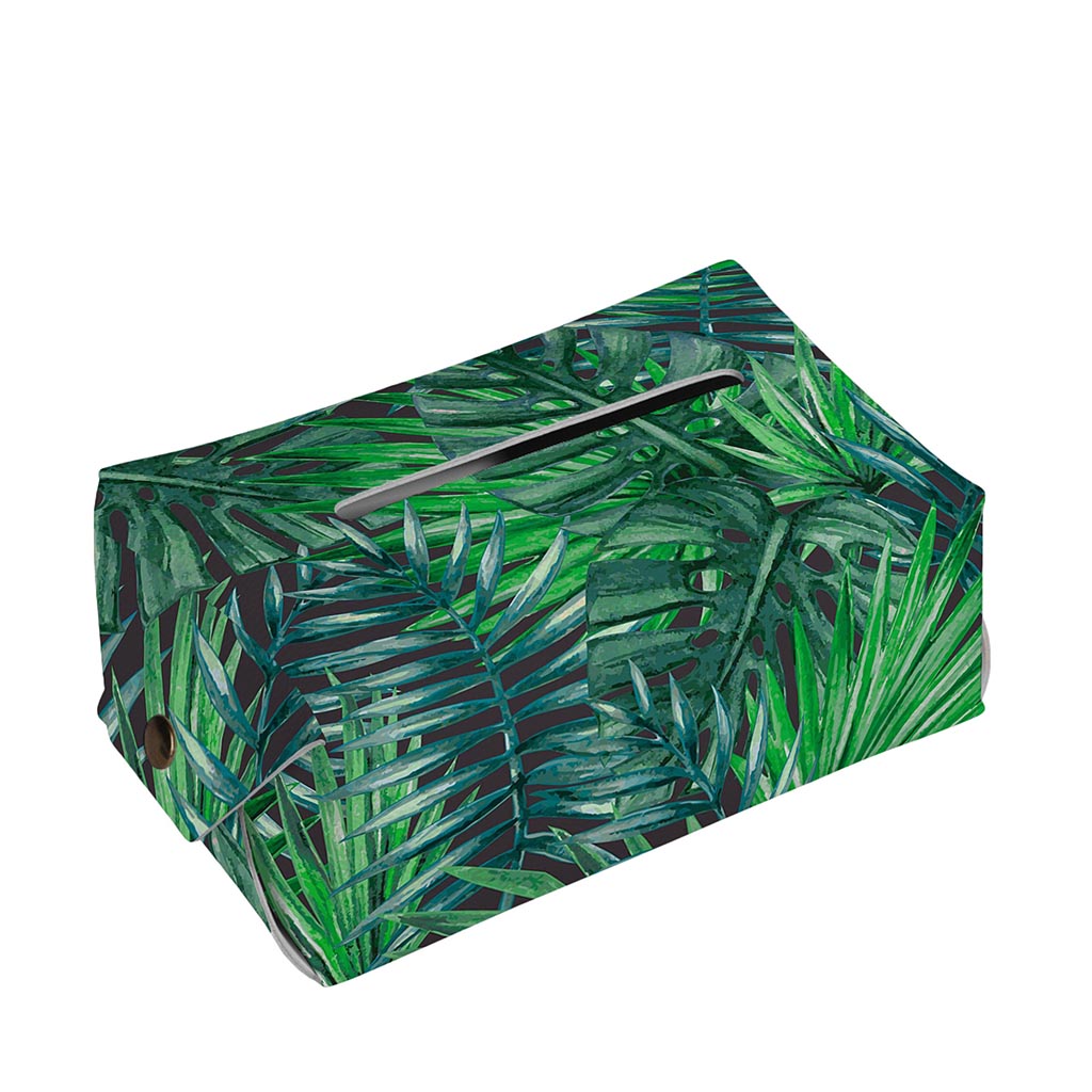 Watercolor Tropical Leaves Pattern Print Rectangle Tissue Box Cover