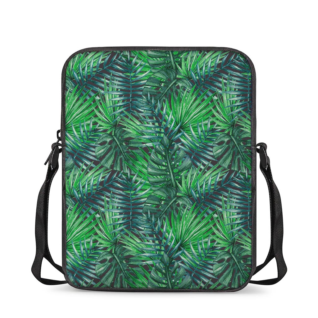 Watercolor Tropical Leaves Pattern Print Rectangular Crossbody Bag