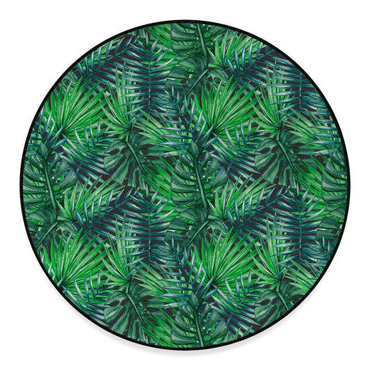 Watercolor Tropical Leaves Pattern Print Round Floor Mat