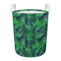 Watercolor Tropical Leaves Pattern Print Round Laundry Basket