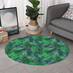 Watercolor Tropical Leaves Pattern Print Round Rug