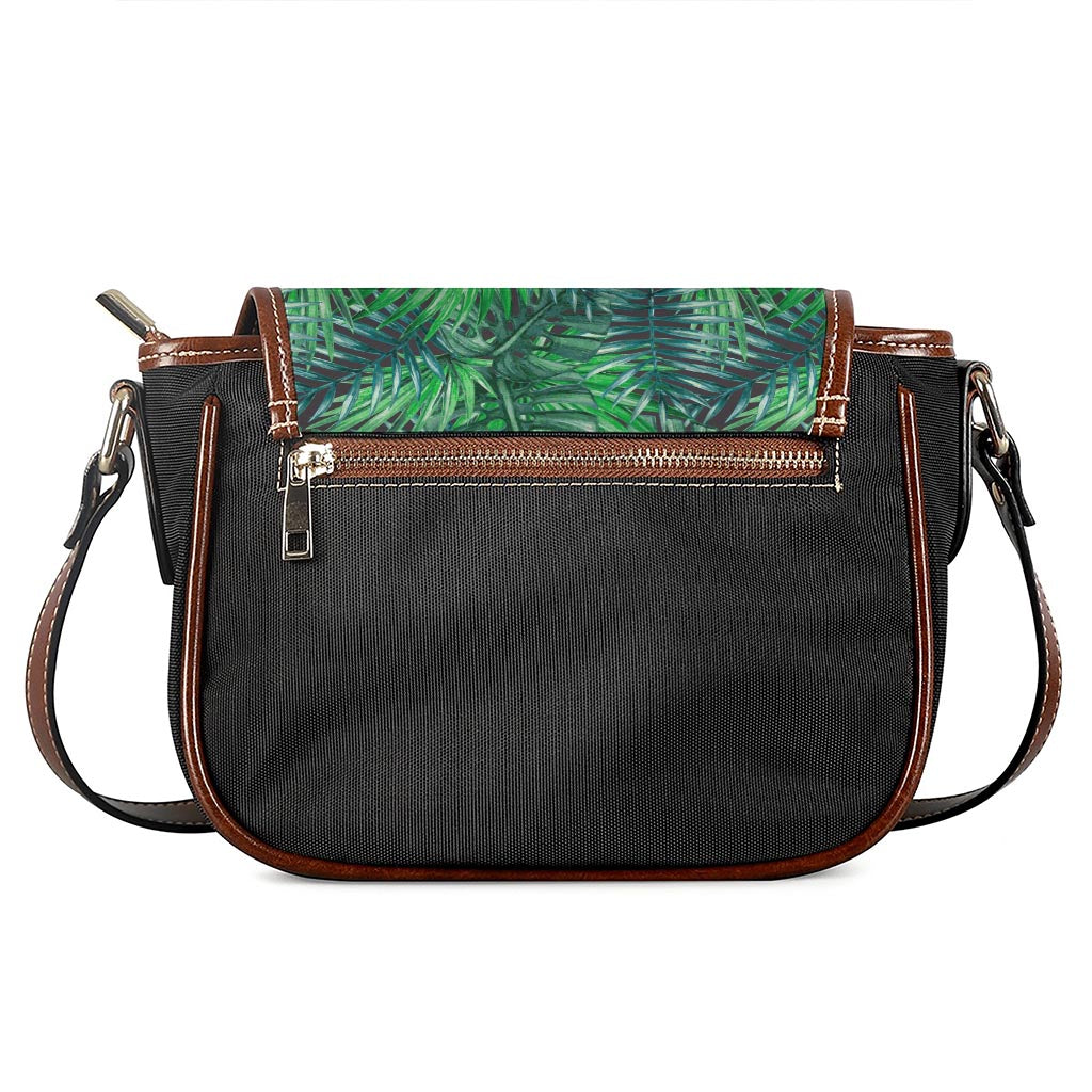 Watercolor Tropical Leaves Pattern Print Saddle Bag