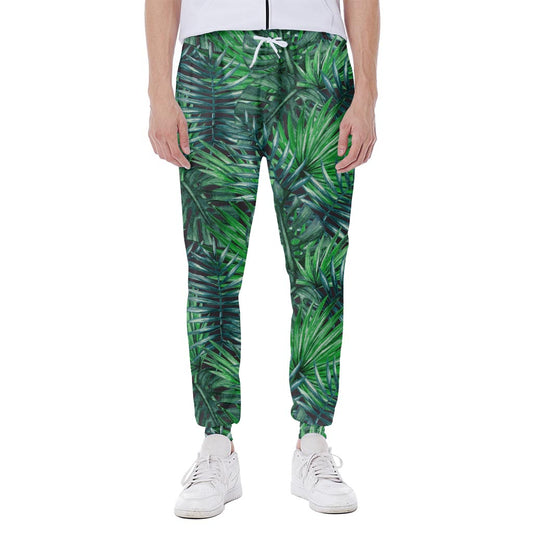Watercolor Tropical Leaves Pattern Print Scuba Joggers