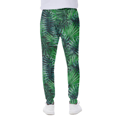 Watercolor Tropical Leaves Pattern Print Scuba Joggers