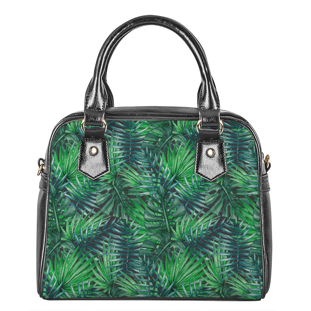 Watercolor Tropical Leaves Pattern Print Shoulder Handbag