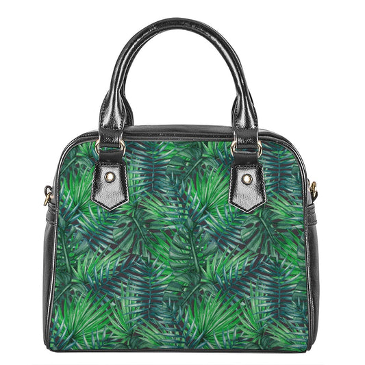Watercolor Tropical Leaves Pattern Print Shoulder Handbag
