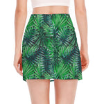 Watercolor Tropical Leaves Pattern Print Side Slit Mini Skirt