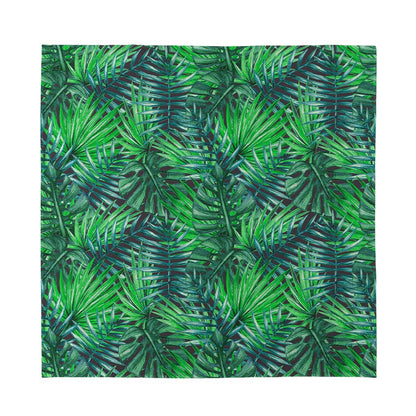 Watercolor Tropical Leaves Pattern Print Silk Bandana