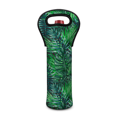 Watercolor Tropical Leaves Pattern Print Single Neoprene Wine Tote
