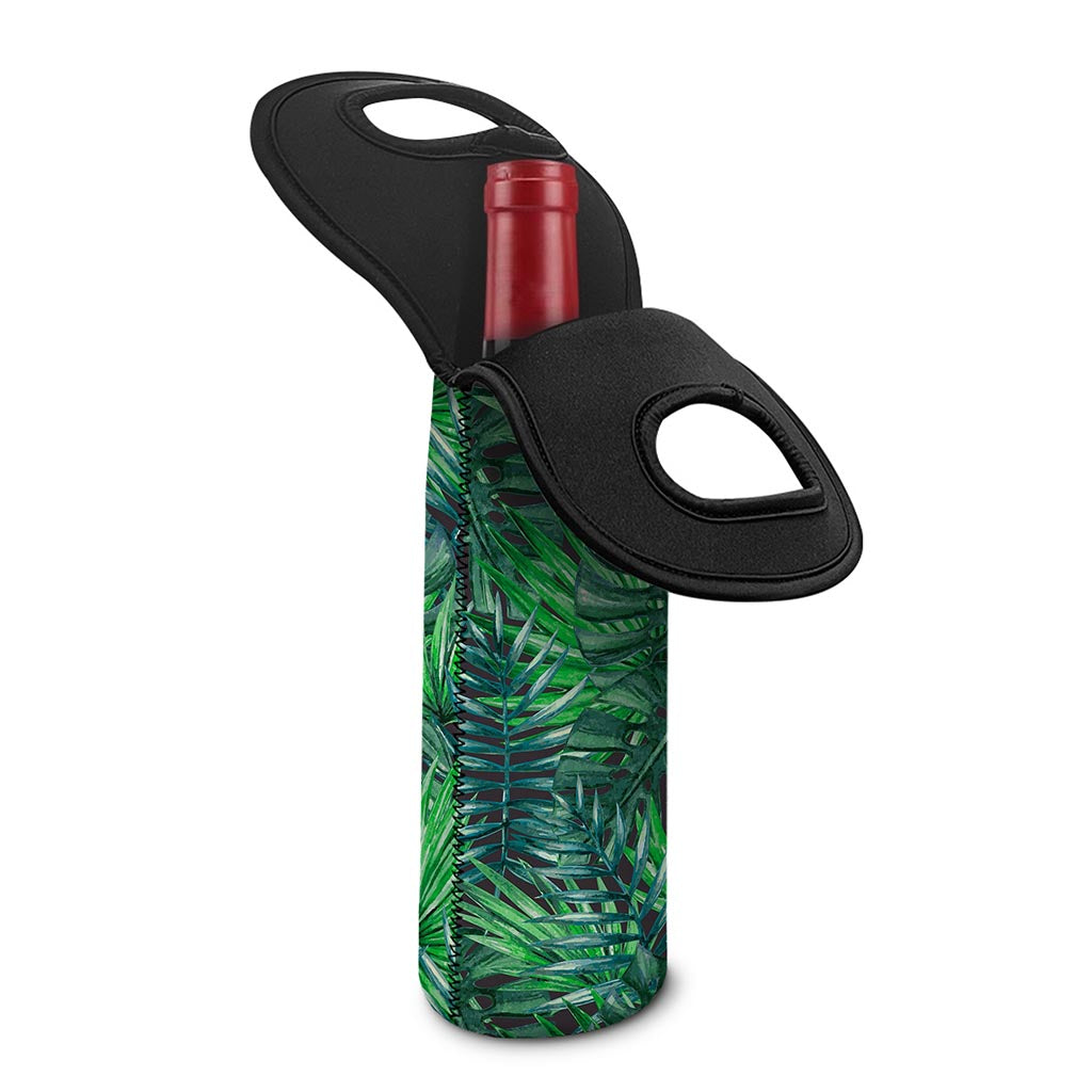 Watercolor Tropical Leaves Pattern Print Single Neoprene Wine Tote
