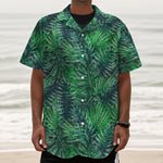 Watercolor Tropical Leaves Pattern Print Textured Short Sleeve Shirt