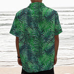 Watercolor Tropical Leaves Pattern Print Textured Short Sleeve Shirt