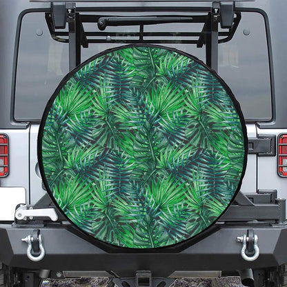 Watercolor Tropical Leaves Pattern Print Tire Cover