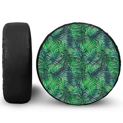 Watercolor Tropical Leaves Pattern Print Tire Cover