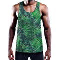 Watercolor Tropical Leaves Pattern Print Men's Workout Tank Top
