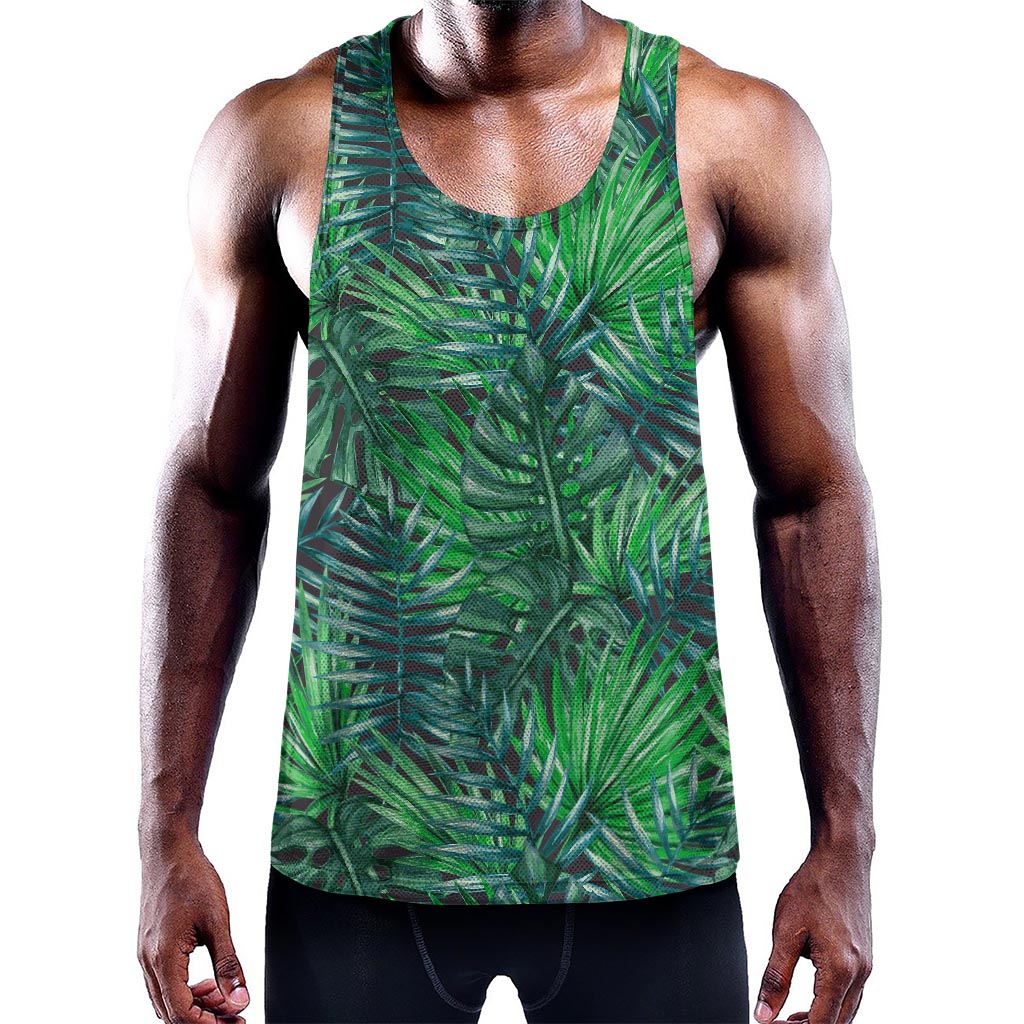 Watercolor Tropical Leaves Pattern Print Training Tank Top