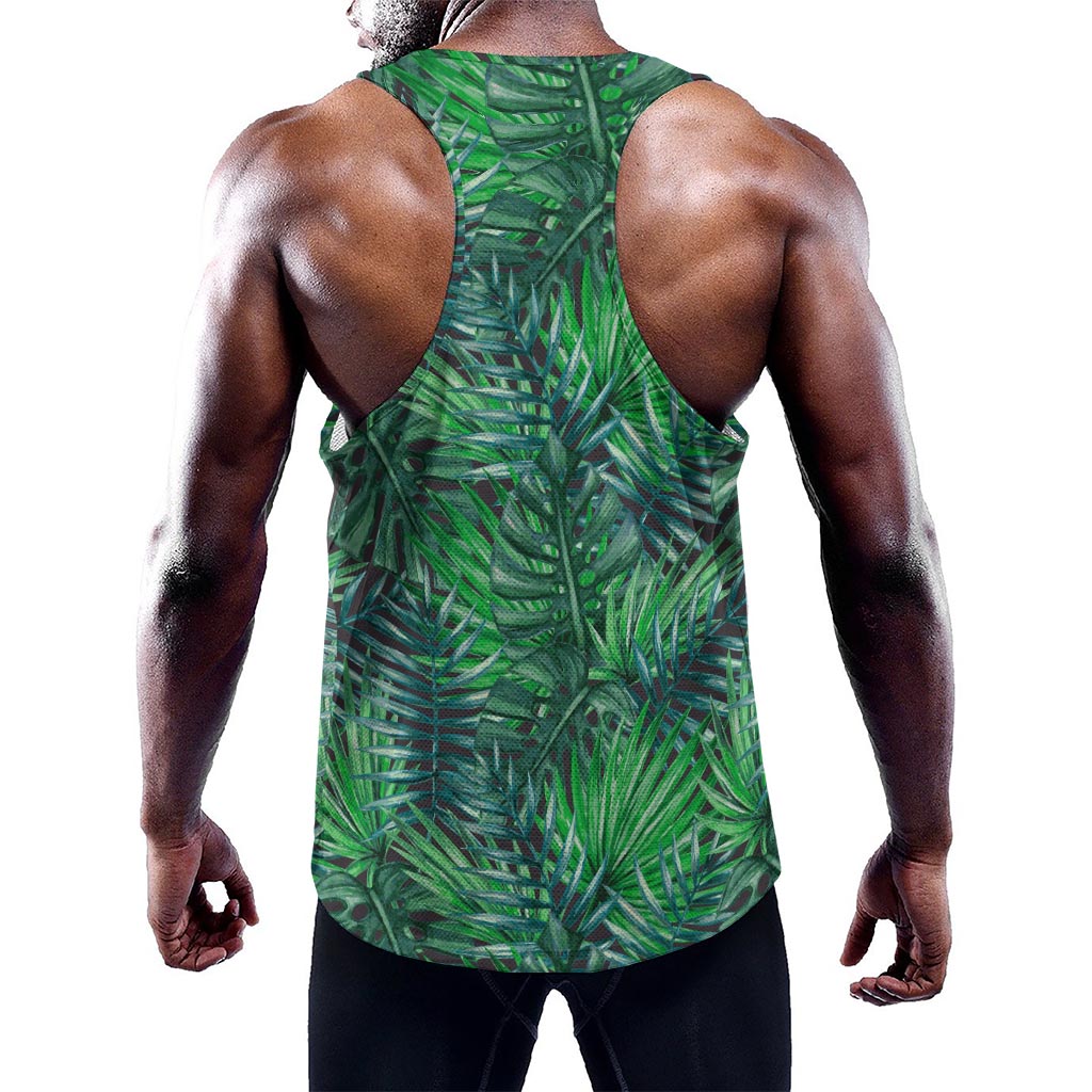 Watercolor Tropical Leaves Pattern Print Training Tank Top