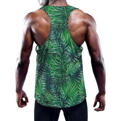 Watercolor Tropical Leaves Pattern Print Training Tank Top